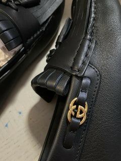 Neue Gucci Herren GG Leder Driver Loafers Schuhe Schwarz 8 US ( 7 UK ) Italien