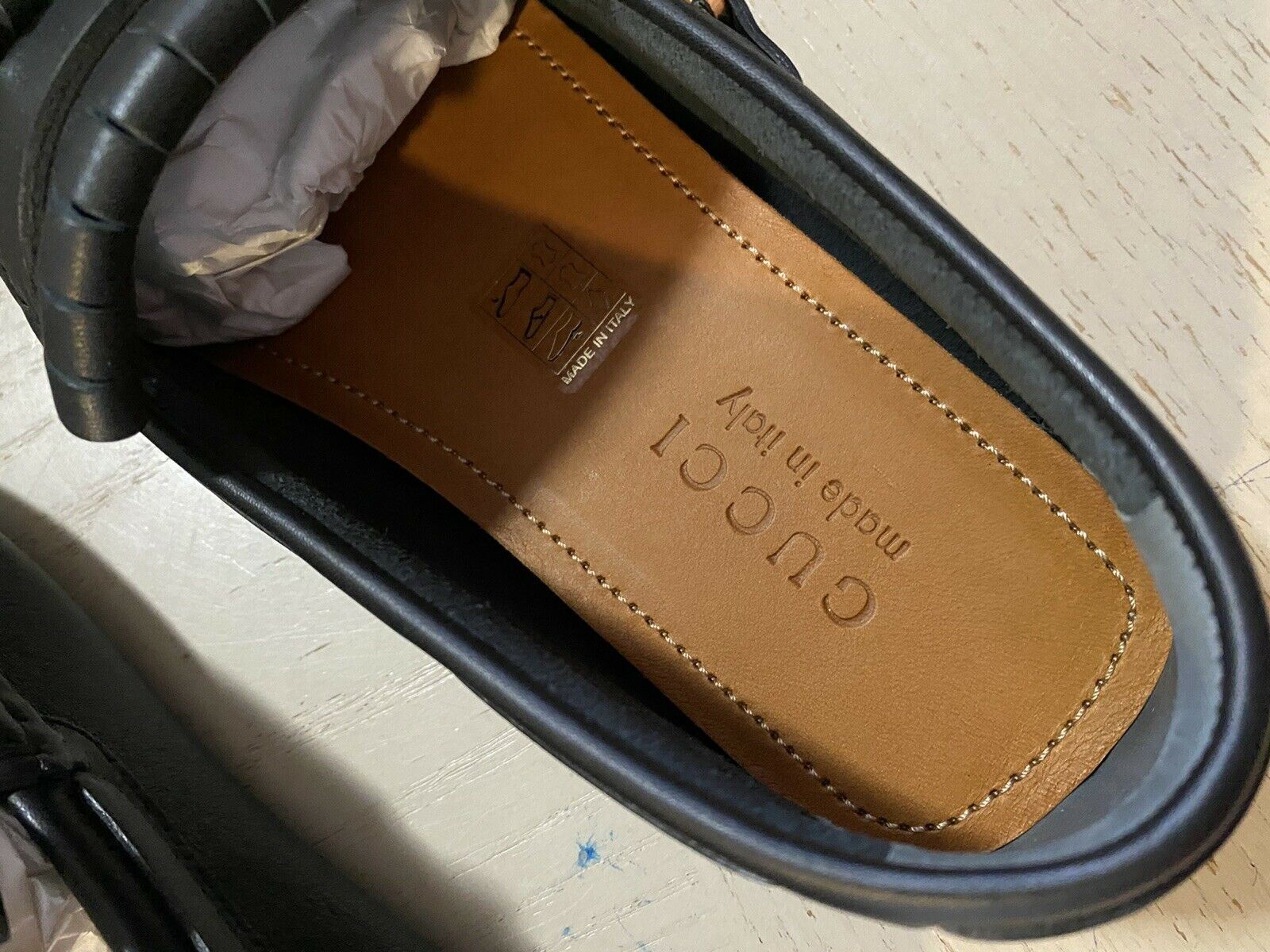 Neue Gucci Herren GG Leder Driver Loafers Schuhe Schwarz 8 US ( 7 UK ) Italien