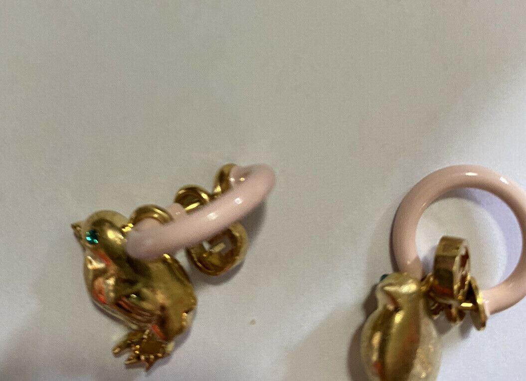NWB Серьги Gucci Ear Chick Mot&amp;Hoop, латунь/стразы/лак, 850 долларов США, литий-розовый/золотой