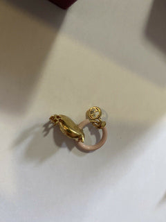 NWB $850 Gucci Ear Chick Mot&Hoop Brass/Strass/Varnish Earring Li.pink/Gold