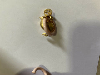NWB $850 Gucci Ear Chick Mot&Hoop Brass/Strass/Varnish Earring Li.pink/Gold