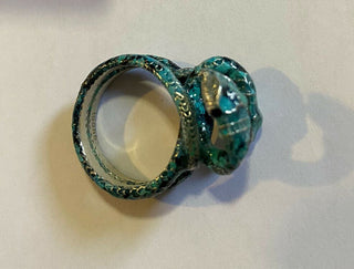 New Authentic GUCCI Silver Snake Ring Green Size 9 US ( 20 ) Italy