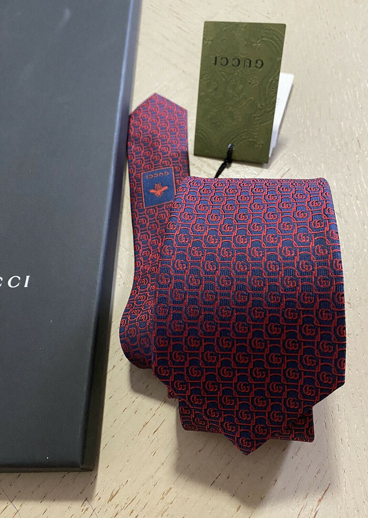 Neue Gucci Herren-Krawatte aus Seide mit GG-Monogramm, Rot, hergestellt in Italien