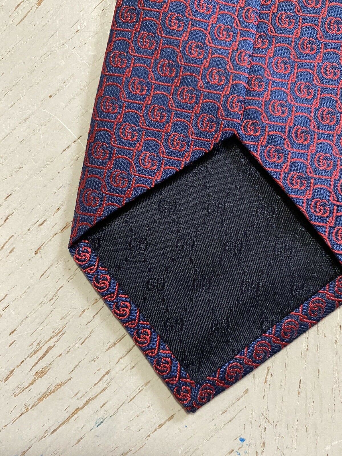 New  Gucci Mens GG Monogram Silk Neck Tie Red made in Italy