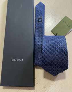 Neue Gucci Herren-Krawatte aus Seide mit GG-Monogramm, Blau, hergestellt in Italien