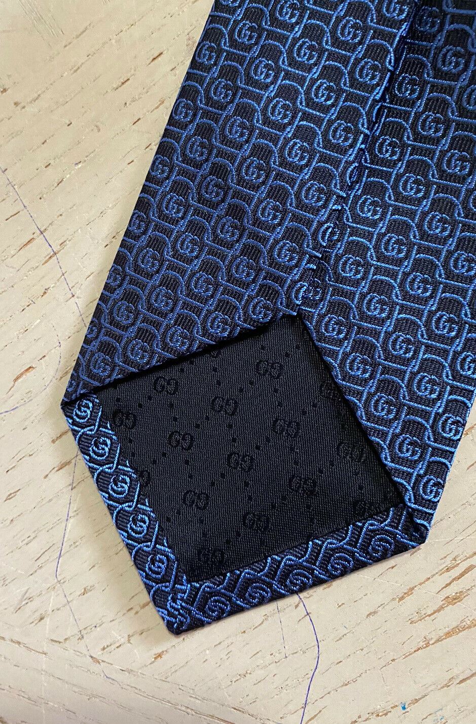 Neue Gucci Herren-Krawatte aus Seide mit GG-Monogramm, Blau, hergestellt in Italien