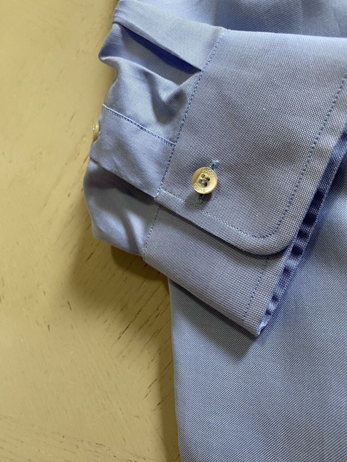 New $780 Gucci Men’s Dress Shirt Blue 36/14  Italy