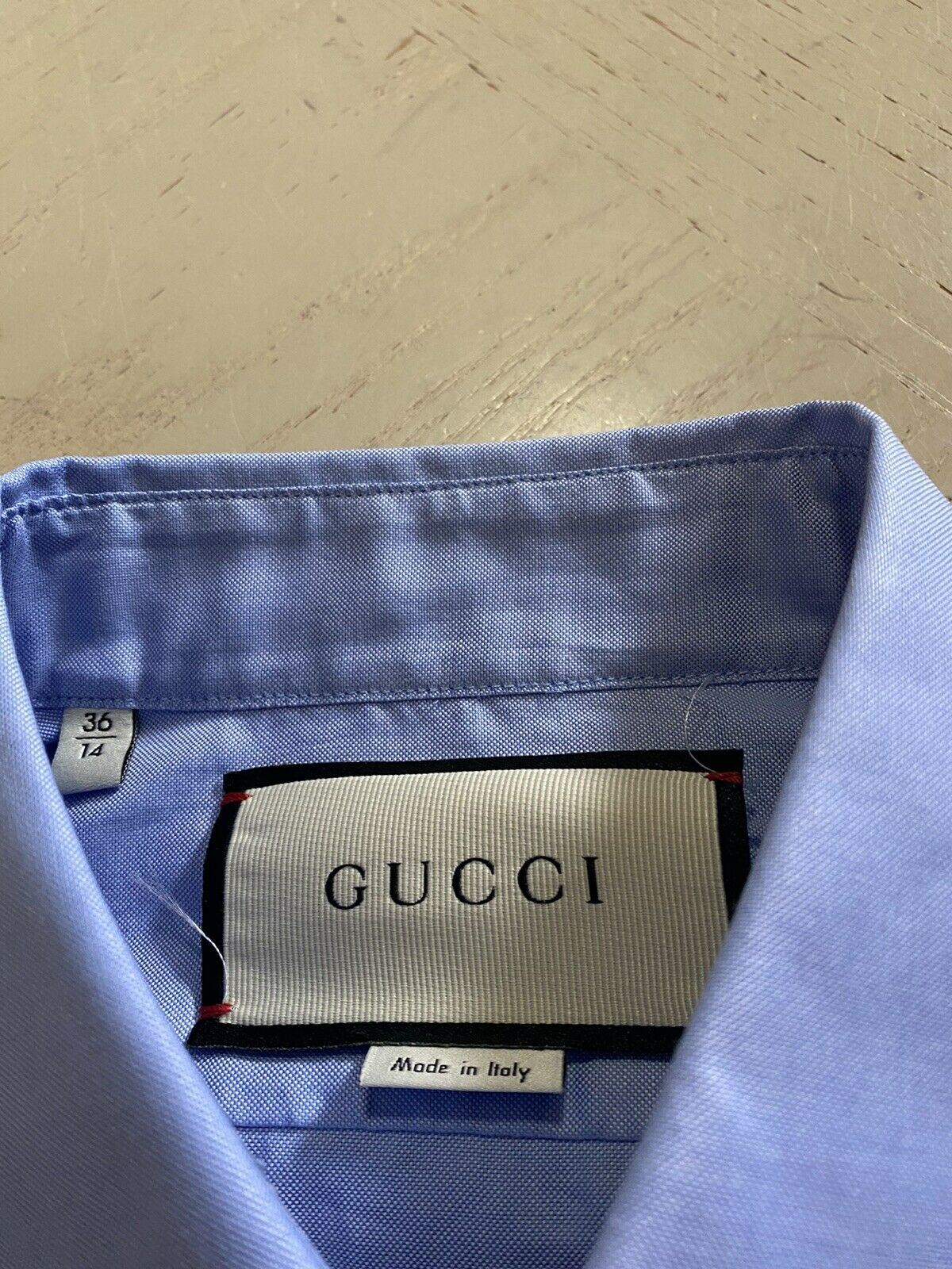 New $780 Gucci Men’s Dress Shirt Blue 36/14  Italy