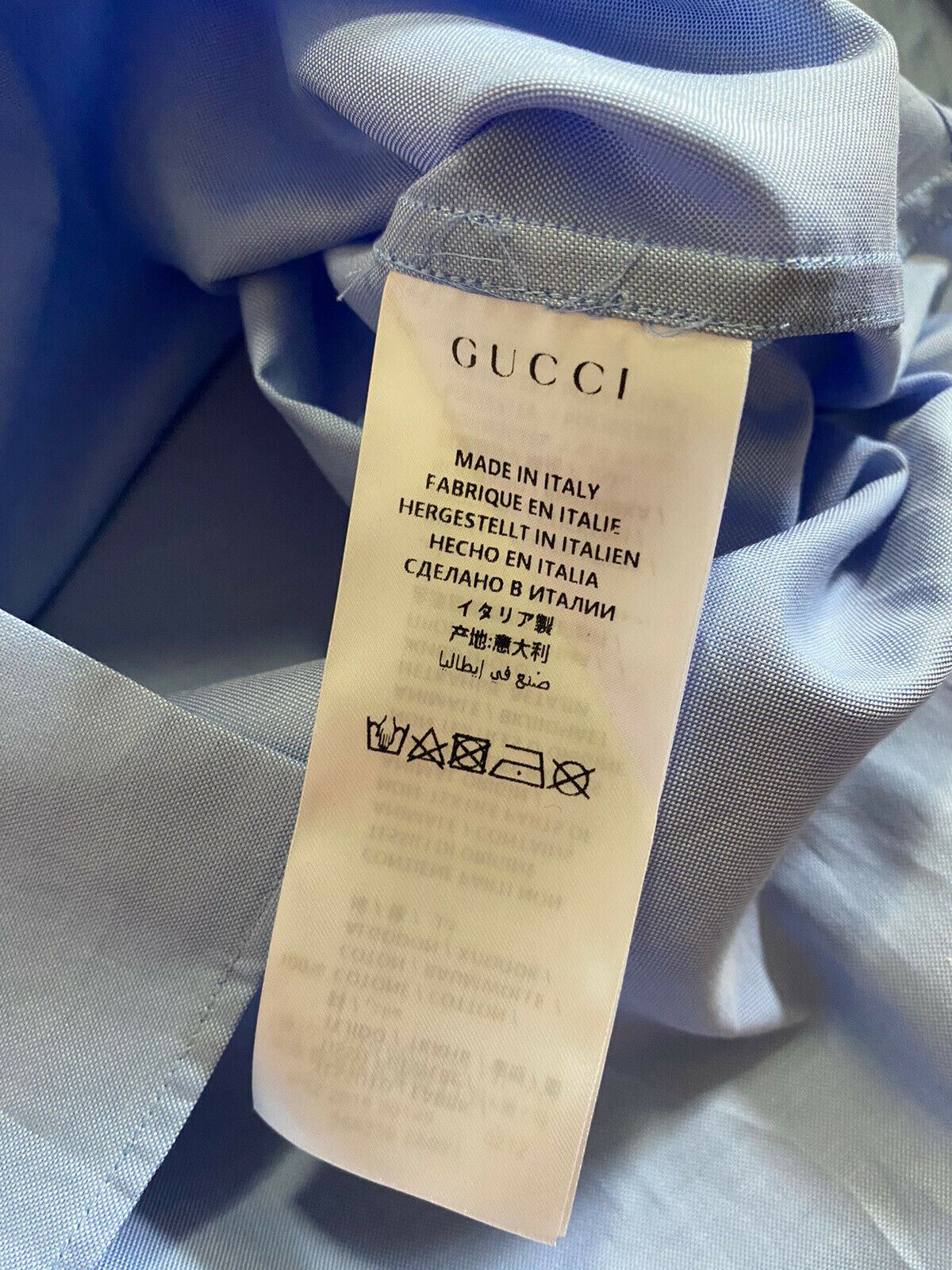 Новая мужская классическая рубашка Gucci, синяя, 36/14, Италия, $780