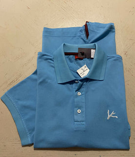 NWT $475 Isaia Short Sleeve Polo Shirt Color  TURQUOISE Size XL Italy
