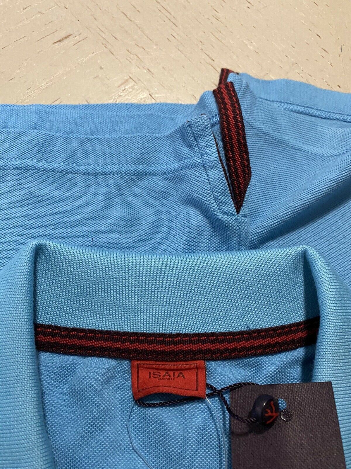 NWT $475 Isaia Short Sleeve Polo Shirt Color  TURQUOISE Size XL Italy