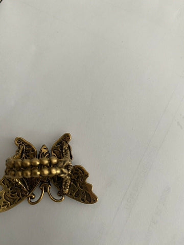 New Authentic GUCCI Women Crystal Studded Butterfly Ring Size M Italy