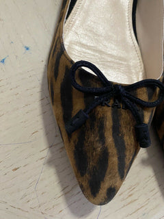 NIB $ 620 PRADA Damen-Ballerinas aus Wildleder mit Leopardenmuster, 9 US/39 Eu, Italien