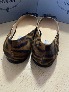 NIB $ 620 PRADA Damen-Ballerinas aus Wildleder mit Leopardenmuster, 9 US/39 Eu, Italien