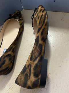 NIB $ 620 PRADA Damen-Ballerinas aus Wildleder mit Leopardenmuster, 9 US/39 Eu, Italien