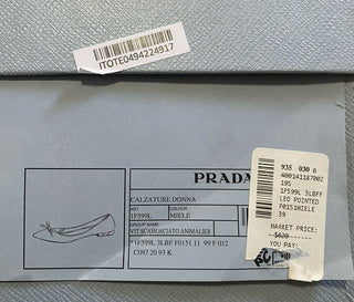 NIB $ 620 PRADA Damen-Ballerinas aus Wildleder mit Leopardenmuster, 9 US/39 Eu, Italien