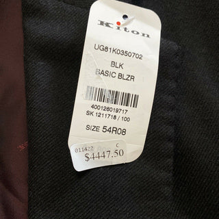 Neu mit Etikett: 8895 $ Kiton Herren Kaschmir Sportmantel Blazer Jacke Schwarz 44R US/54R Eu