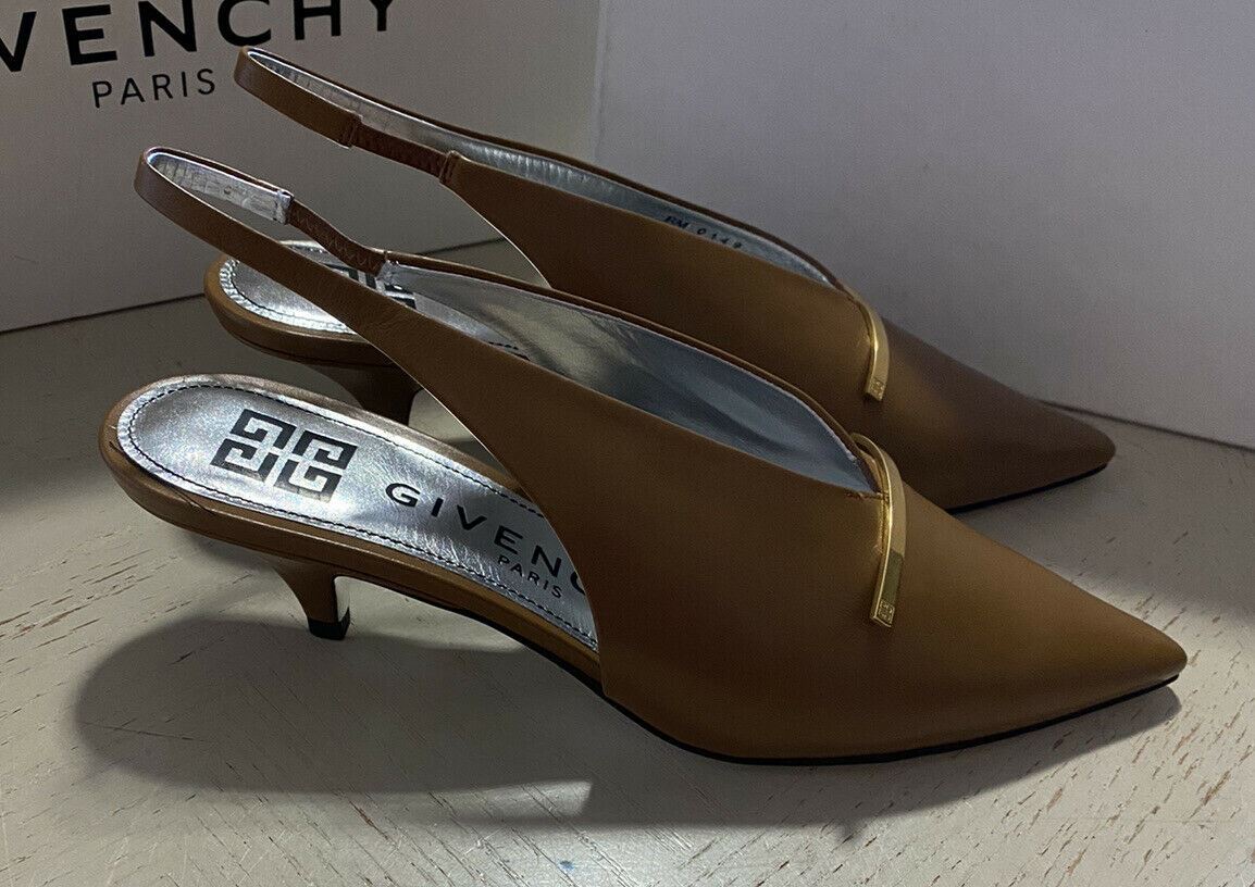 NIB $850 Givenchy Women Leather Heeled Slingback Pumps Shoes Camel 8 US/38 Eu