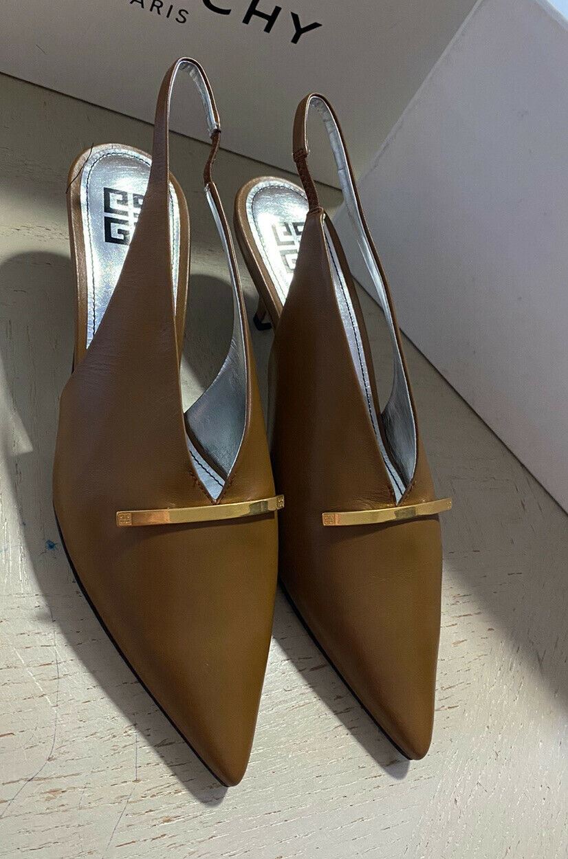 NIB $850 Givenchy Women Leather Heeled Slingback Pumps Shoes Camel 8 US/38 Eu