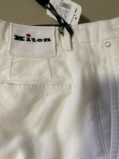 Neu mit Etikett: 1395 $ Kiton Herren-Hose aus Baumwolle und Kaschmir, Creme, 34 US (50 Eu) Italien