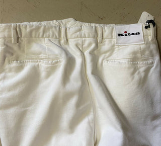 Neu mit Etikett: 1395 $ Kiton Herren-Hose aus Baumwolle und Kaschmir, Creme, 34 US (50 Eu) Italien