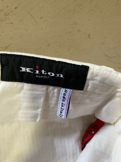 Neu mit Etikett: 1395 $ Kiton Herren-Hose aus Baumwolle und Kaschmir, Creme, 34 US (50 Eu) Italien