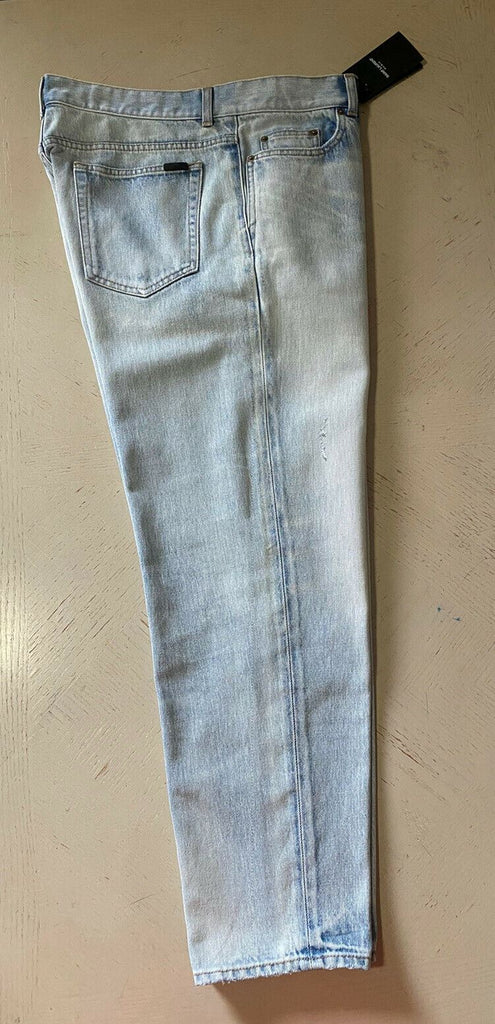 Neu mit Etikett: 1150 $ Saint Laurent Herren-Jogging-Jeanshose LT Blue Denim 36 US Italien