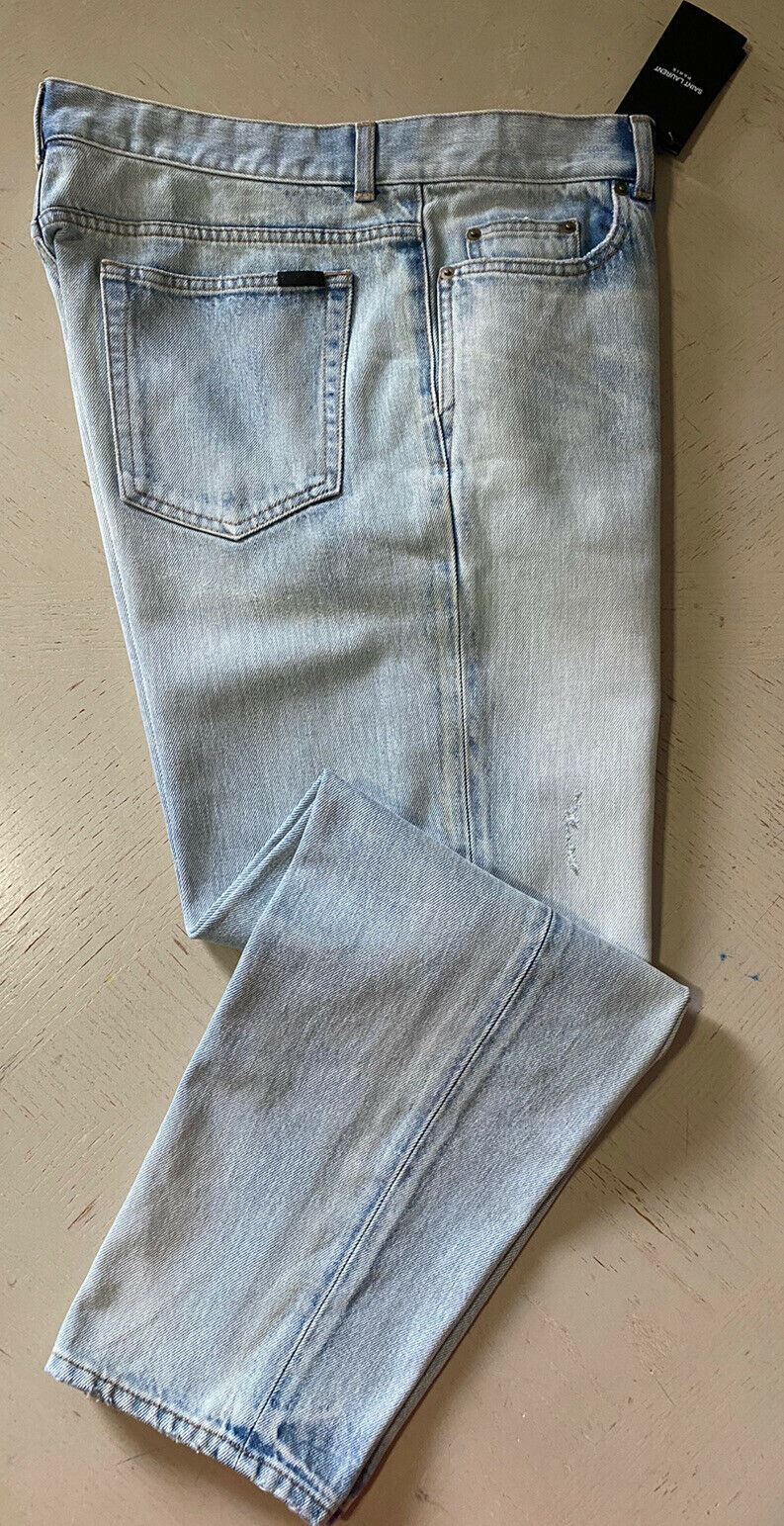 NWT $1150 Saint Laurent Men’s Jogging Jeans Pants LT Blue Denim 36 US Italy