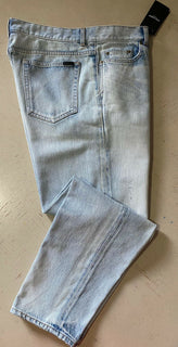 Neu mit Etikett: 1150 $ Saint Laurent Herren-Jogging-Jeanshose LT Blue Denim 36 US Italien