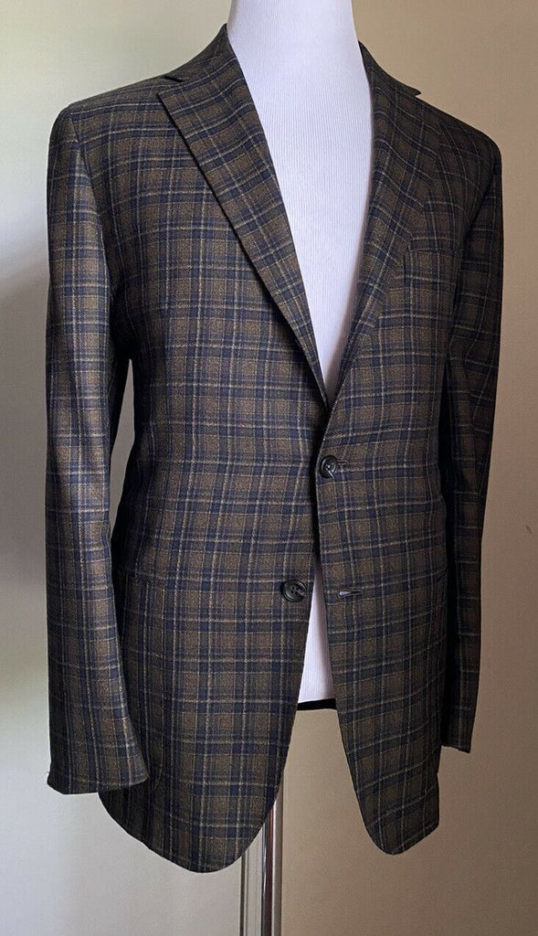 Neu mit Etikett: 9295 $ Kiton Herren-Sportmantel, Blazer, Kaschmir, kariert, Braun, 44R US/54 Eu