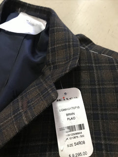 Neu mit Etikett: 9295 $ Kiton Herren-Sportmantel, Blazer, Kaschmir, kariert, Braun, 44R US/54 Eu