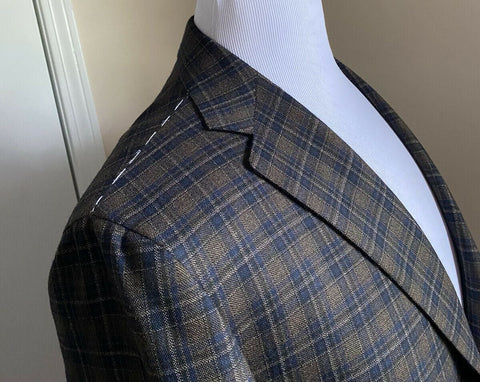 NWT $9295 Kiton Мужское спортивное пальто в кашемировую клетку, пиджак, коричневый 44R, США/54 ЕС