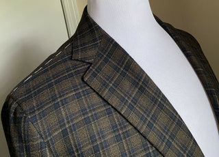Neu mit Etikett: 9295 $ Kiton Herren-Sportmantel, Blazer, Kaschmir, kariert, Braun, 44R US/54 Eu