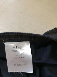 Neu mit Etikett: 9295 $ Kiton Herren-Sportmantel, Blazer, Kaschmir, kariert, Braun, 44R US/54 Eu