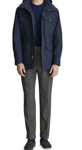New$1895 Ralph Lauren Purple Label  Laurence Hooded Field Jacket Coat Navy XL