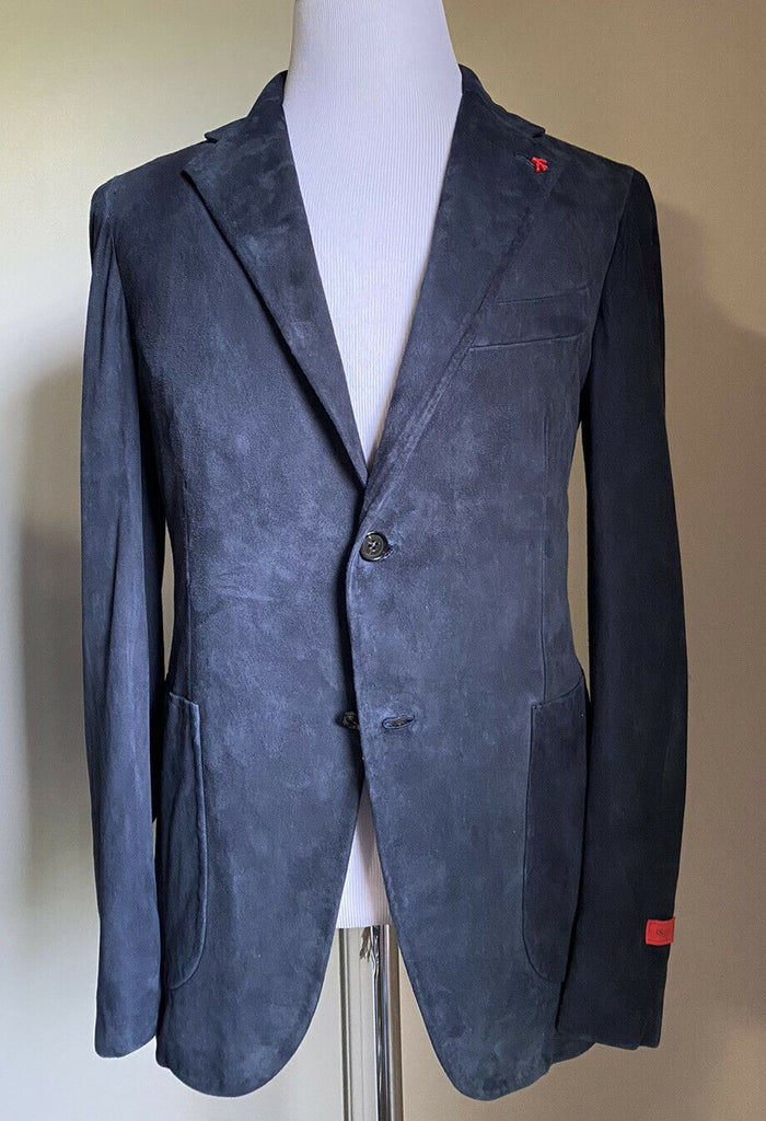 Neu mit Etikett: 4995 $ Isaia Herren-Blazer aus Seiden-Wildleder, Sportmantel, Marineblau, 42R US/52R Eu