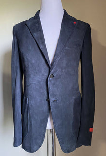 Neu mit Etikett: 4995 $ Isaia Herren-Blazer aus Seiden-Wildleder, Sportmantel, Marineblau, 42R US/52R Eu
