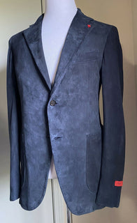 Neu mit Etikett: 4995 $ Isaia Herren-Blazer aus Seiden-Wildleder, Sportmantel, Marineblau, 42R US/52R Eu