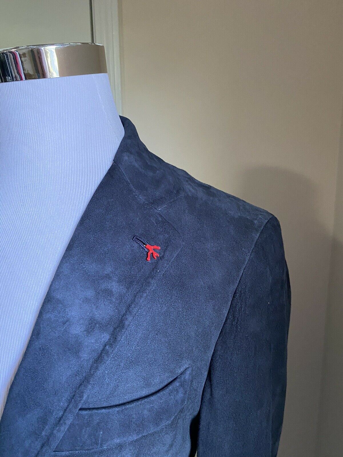 NWT $4995 Isaia Мужской шелковый замшевый пиджак Спортивное пальто Темно-синее 42R US/52R EU