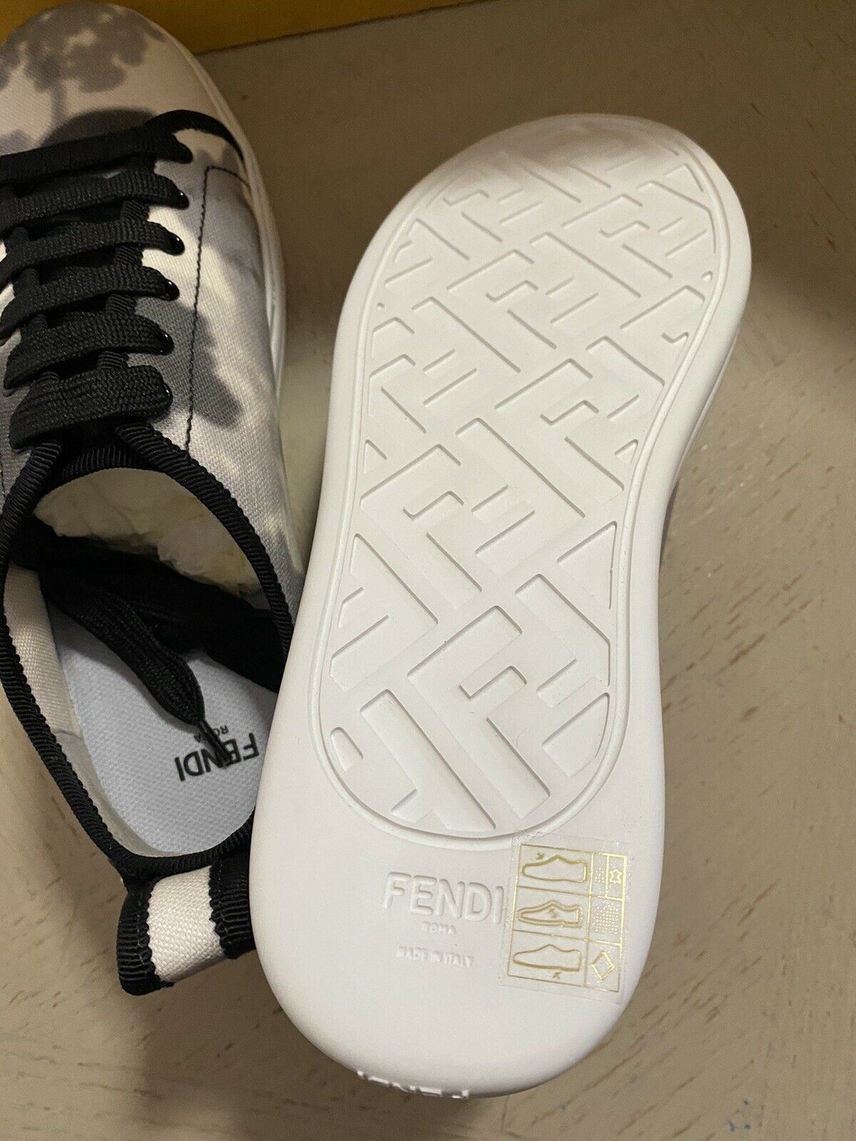 NIB Fendi Women’s Sneakers Fendi Monogram Shoes Black/ Natural 7 US/37 Eu