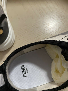 NIB Fendi Damen Sneakers Fendi Monogram Shoes Schwarz/Natur 7 US/37 Eu