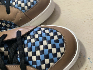 New $1000 Fendi Men Woven Leather High-Top Sneakers Shoes Multicolor 12 US/11 UK