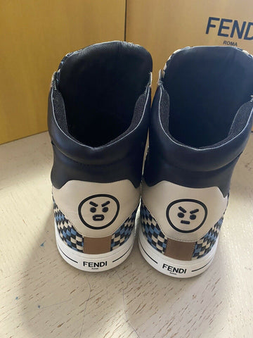 New $1000 Fendi Men Woven Leather High-Top Sneakers Shoes Multicolor 12 US/11 UK