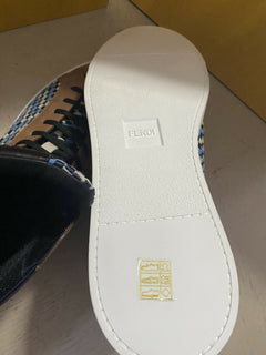 New $1000 Fendi Men Woven Leather High-Top Sneakers Shoes Multicolor 12 US/11 UK