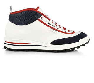 NIB Thom Browne Herren Mid-Top Rugby Trainer Sneakers Schuhe 8 US / 41 EU