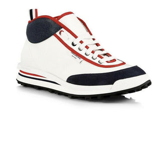 NIB Thom Browne Herren Mid-Top Rugby Trainer Sneakers Schuhe 8 US / 41 EU