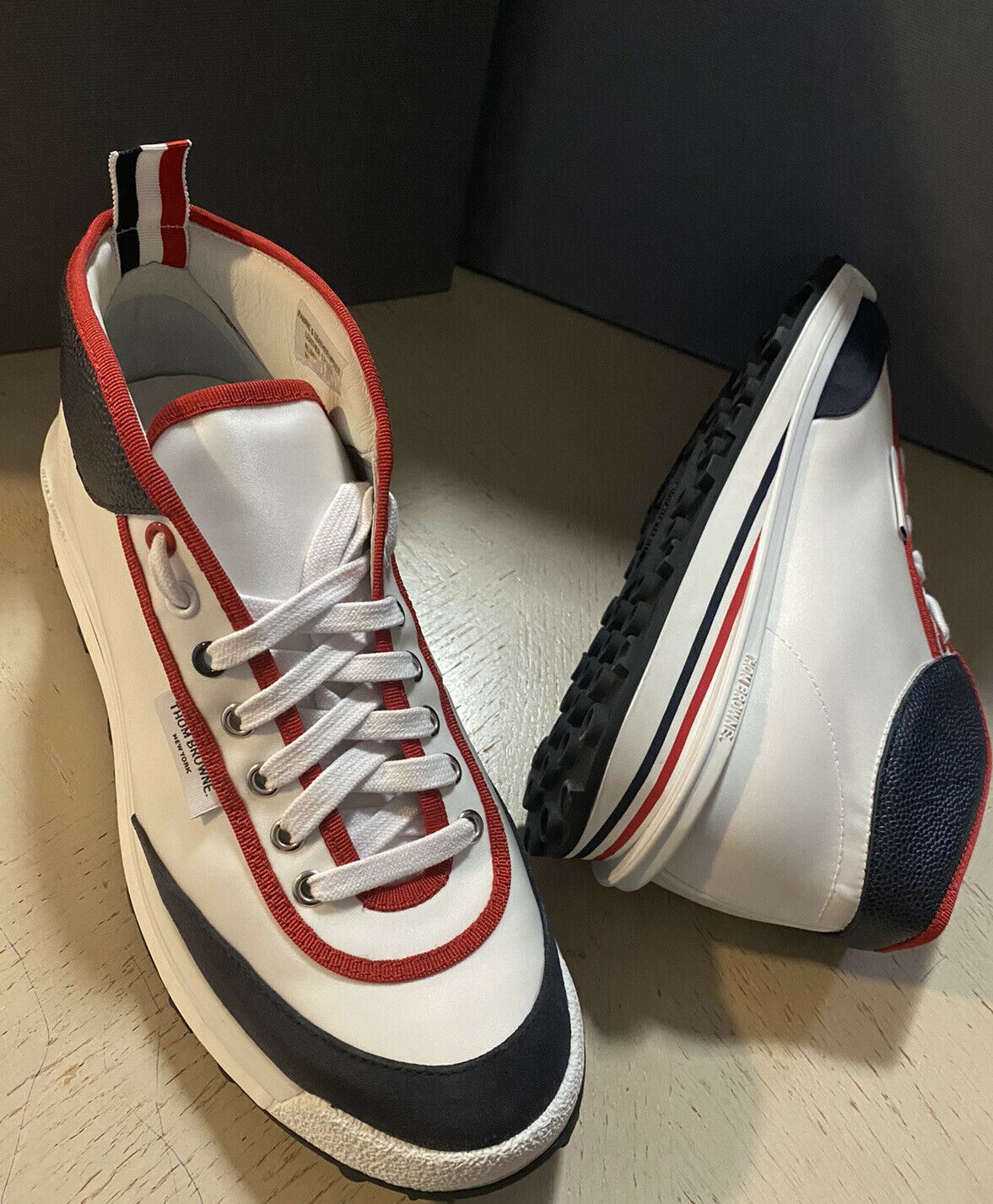 NIB Thom Browne Men Mid-Top Rugby Trainers Sneakers Shoes 8 US / 41 EU