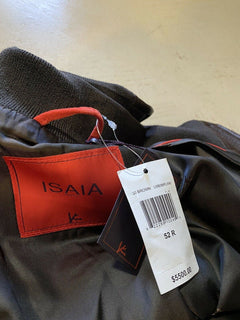 Neuer 5500 $ Isaia Leder Bomberjacke Mantel Braun 42 US/52 Eu Italien