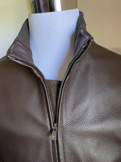 Neuer 5500 $ Isaia Leder Bomberjacke Mantel Braun 42 US/52 Eu Italien