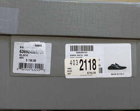 New $750 Balenciaga Iconic Moccasin Leather Loafers Shoes Sandal Black 7 US/40 E